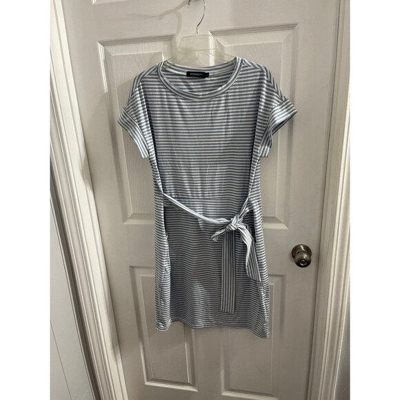 Merokeety Striped T Shirt Dress Blue/White Size L - Picture 4 of 7